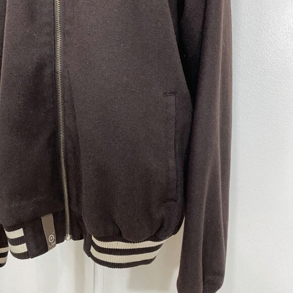 LRG MEN'S BROWN THE NATURAL WOOL BLEND EMBROIDERED VARSITY JACKET - XL - Picture 6 of 13